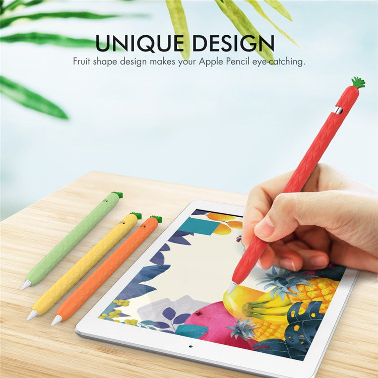 AHASTYLE PT106-1 for Apple Pencil (1st Generation) Stylus Pen Protective Sleeve Pineapple Style Pen Silicone Case - Red