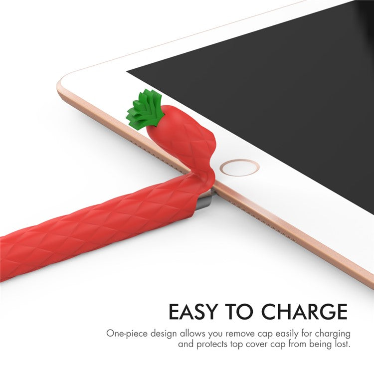 AHASTYLE PT106-1 for Apple Pencil (1st Generation) Stylus Pen Protective Sleeve Pineapple Style Pen Silicone Case - Red