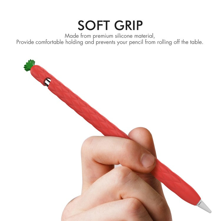 AHASTYLE PT106-1 for Apple Pencil (1st Generation) Stylus Pen Protective Sleeve Pineapple Style Pen Silicone Case - Red