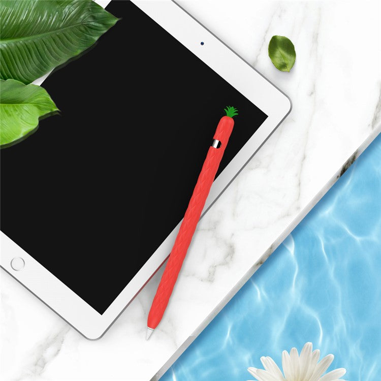AHASTYLE PT106-1 for Apple Pencil (1st Generation) Stylus Pen Protective Sleeve Pineapple Style Pen Silicone Case - Red