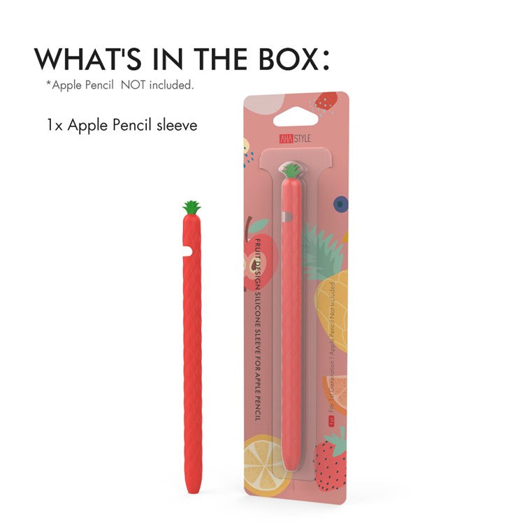 AHASTYLE PT106-1 for Apple Pencil (1st Generation) Stylus Pen Protective Sleeve Pineapple Style Pen Silicone Case - Red
