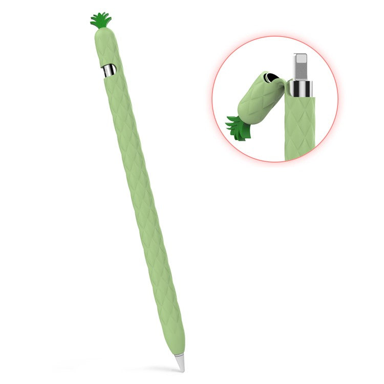 AHASTYLE PT106-1 for Apple Pencil (1st Generation) Stylus Pen Protective Sleeve Pineapple Style Pen Silicone Case - Green