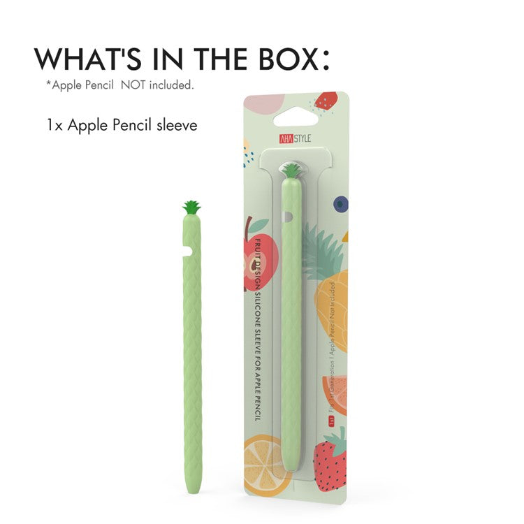 AHASTYLE PT106-1 for Apple Pencil (1st Generation) Stylus Pen Protective Sleeve Pineapple Style Pen Silicone Case - Green