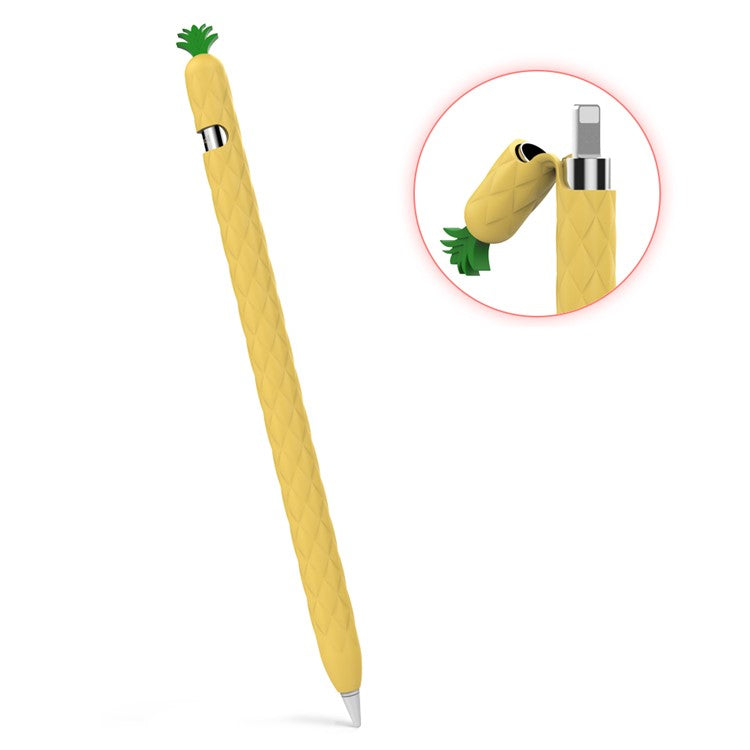 AHASTYLE PT106-1 for Apple Pencil (1st Generation) Stylus Pen Protective Sleeve Pineapple Style Pen Silicone Case - Yellow