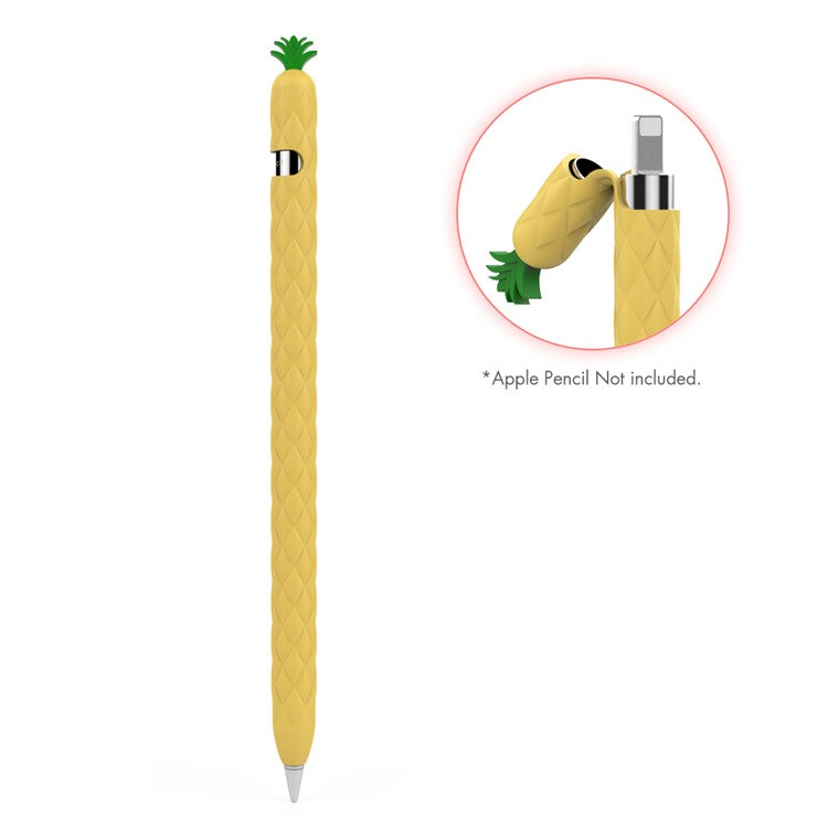 AHASTYLE PT106-1 for Apple Pencil (1st Generation) Stylus Pen Protective Sleeve Pineapple Style Pen Silicone Case - Yellow