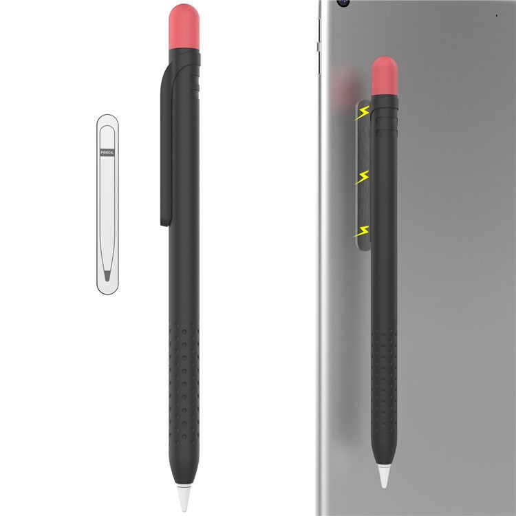 AHASTYLE PT152 Silicone Sleeve for Apple Pencil (1st Generation) Stylus Pen Case Dual Color Shockproof Cover - Black