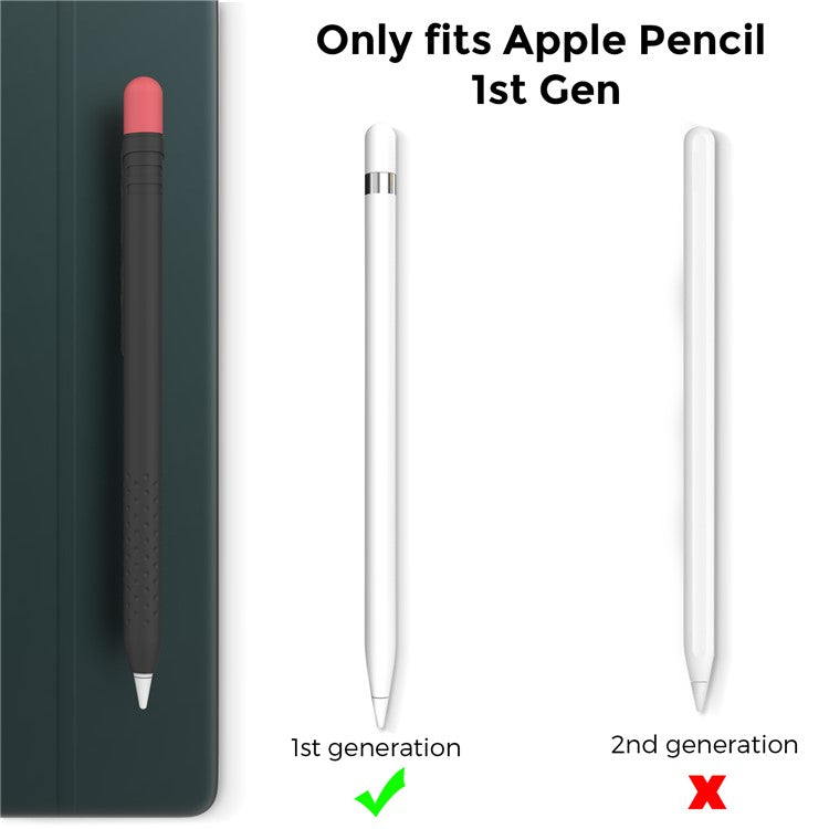 AHASTYLE PT152 Silicone Sleeve for Apple Pencil (1st Generation) Stylus Pen Case Dual Color Shockproof Cover - Black