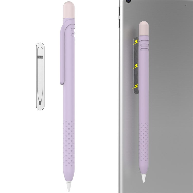 AHASTYLE PT152 Silicone Sleeve for Apple Pencil (1st Generation) Stylus Pen Case Dual Color Shockproof Cover - Purple