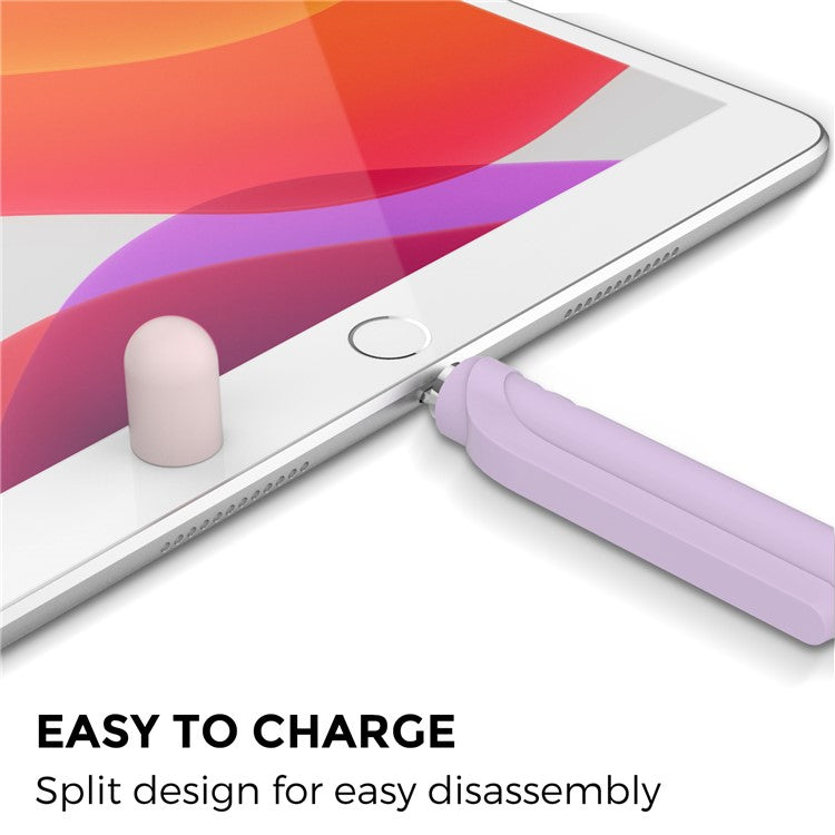 AHASTYLE PT152 Silicone Sleeve for Apple Pencil (1st Generation) Stylus Pen Case Dual Color Shockproof Cover - Purple