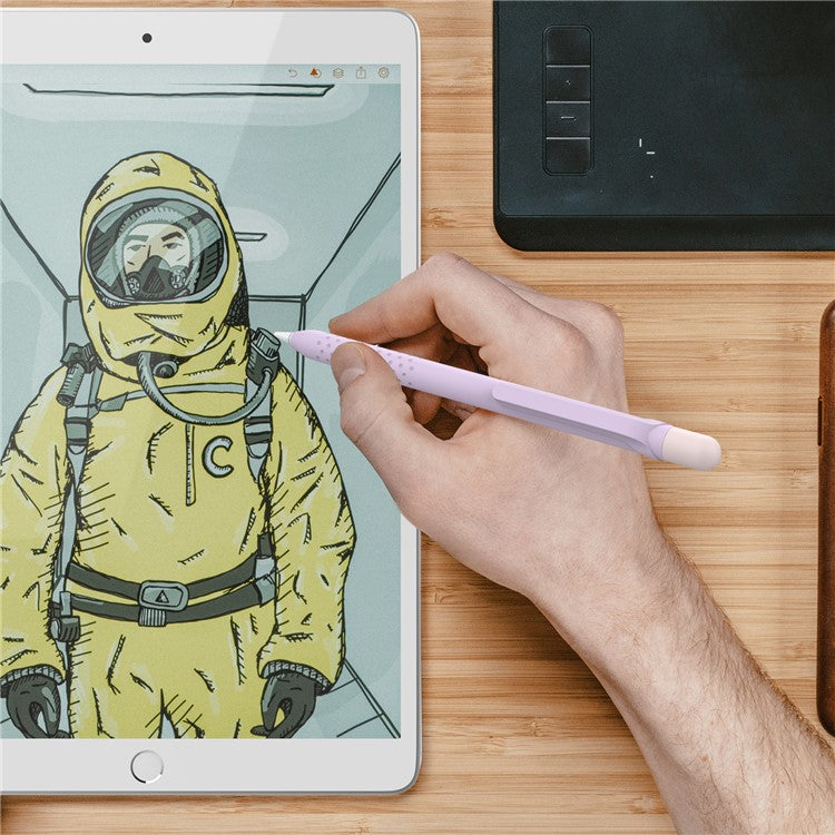 AHASTYLE PT152 Silicone Sleeve for Apple Pencil (1st Generation) Stylus Pen Case Dual Color Shockproof Cover - Purple