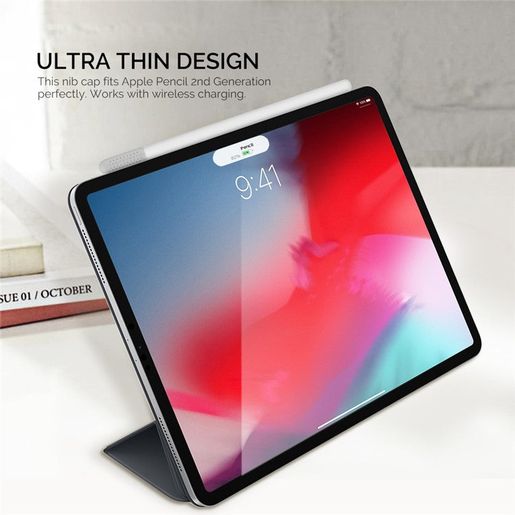 AHASTYLE PT92 For Apple Pencil 2nd / 1st Generation 3Pcs Capacitive Stylus Nib Sleeve Silicone Protective Cover - White