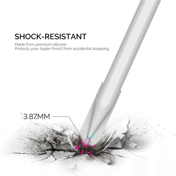 AHASTYLE PT92 For Apple Pencil 2nd / 1st Generation 3Pcs Capacitive Stylus Nib Sleeve Silicone Protective Cover - White