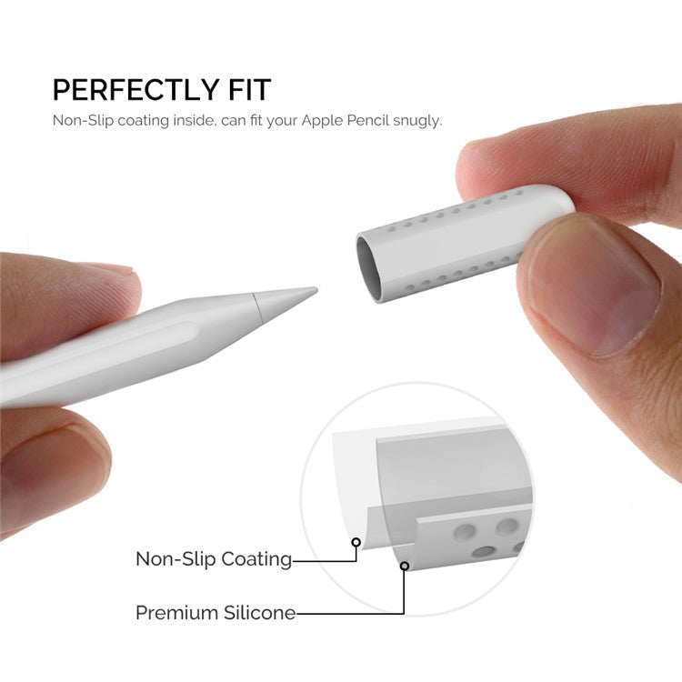 AHASTYLE PT92 For Apple Pencil 2nd / 1st Generation 3Pcs Capacitive Stylus Nib Sleeve Silicone Protective Cover - White