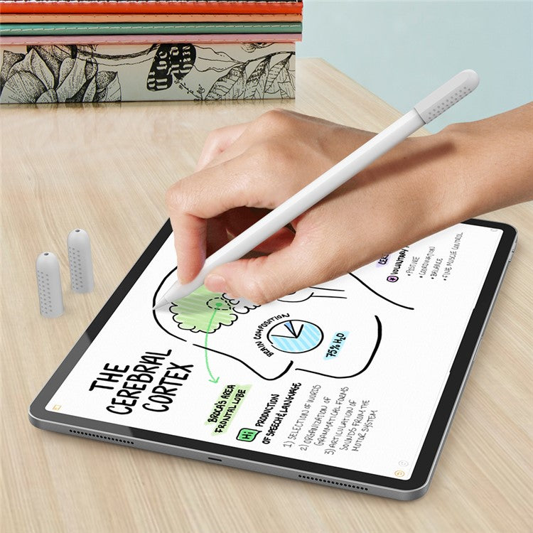 AHASTYLE PT92 For Apple Pencil 2nd / 1st Generation 3Pcs Capacitive Stylus Nib Sleeve Silicone Protective Cover - White