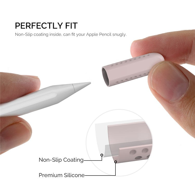AHASTYLE PT92 For Apple Pencil 2nd / 1st Generation 3Pcs Capacitive Stylus Nib Sleeve Silicone Protective Cover - Pink