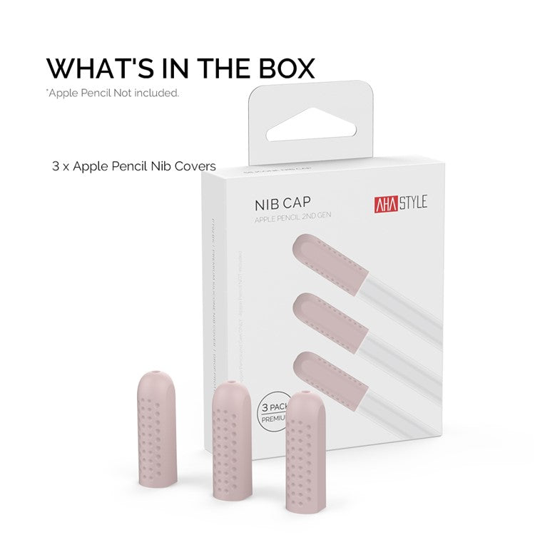 AHASTYLE PT92 For Apple Pencil 2nd / 1st Generation 3Pcs Capacitive Stylus Nib Sleeve Silicone Protective Cover - Pink