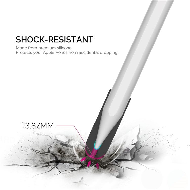 AHASTYLE PT92 For Apple Pencil 2nd / 1st Generation 3Pcs Capacitive Stylus Nib Sleeve Silicone Protective Cover - Black