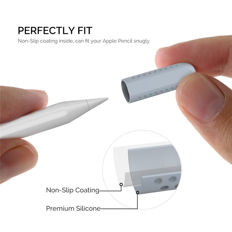 AHASTYLE PT92 For Apple Pencil 2nd / 1st Generation 3Pcs Capacitive Stylus Nib Sleeve Silicone Protective Cover - Baby Blue