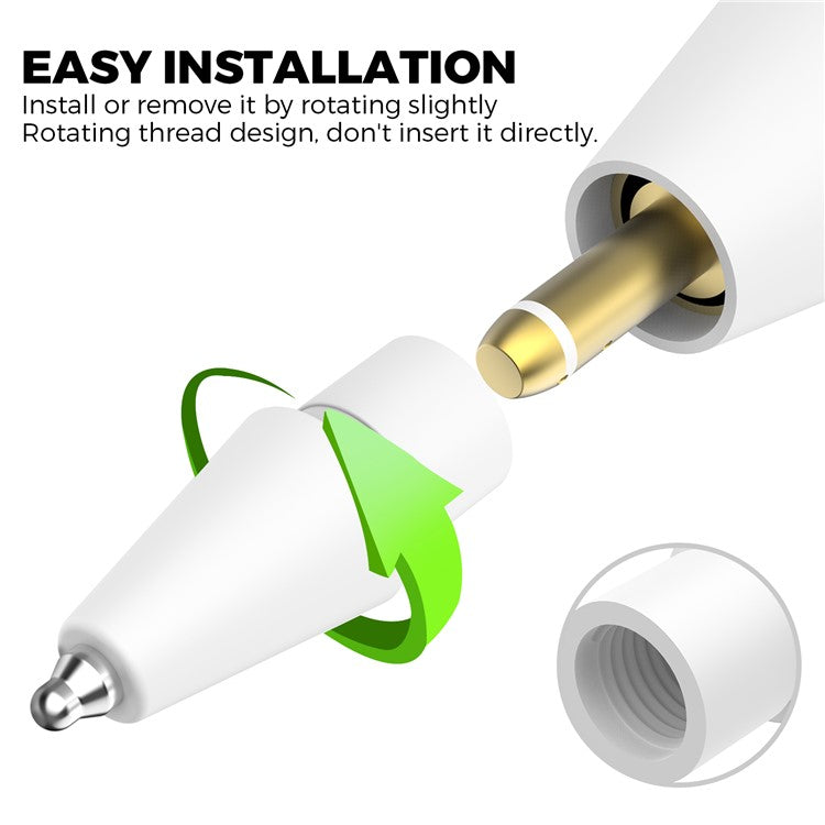 AHASTYLE WG80 For Apple Pencil 2nd / 1st Generation 2Pcs Capacitive Stylus Tip Replacement Pen Nibs - Transparent + White