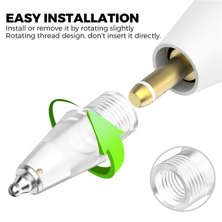 AHASTYLE WG80 For Apple Pencil 2nd / 1st Generation 2Pcs Capacitive Stylus Tip Replacement Pen Nibs - Transparent