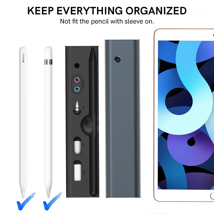 AHASTYLE PT145 Carrying Case for Apple Pencil 1st / 2nd Generation Portable Storage Box Aluminum Alloy - Dark Grey