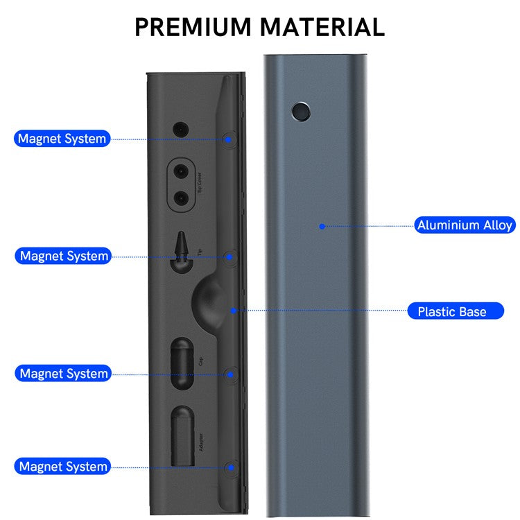 AHASTYLE PT145 Carrying Case for Apple Pencil 1st / 2nd Generation Portable Storage Box Aluminum Alloy - Dark Grey