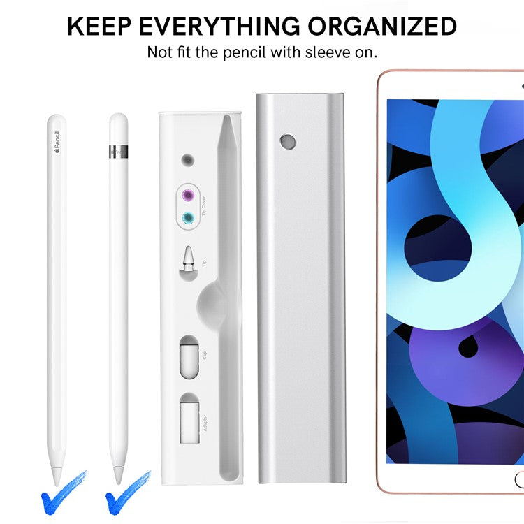 AHASTYLE PT145 Carrying Case for Apple Pencil 1st / 2nd Generation Portable Storage Box Aluminum Alloy - Silver