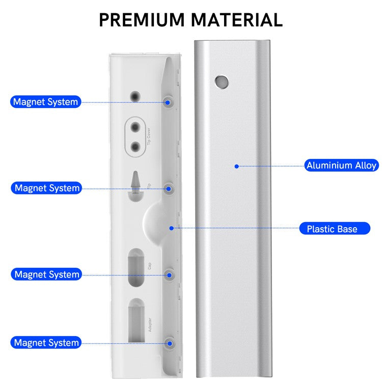 AHASTYLE PT145 Carrying Case for Apple Pencil 1st / 2nd Generation Portable Storage Box Aluminum Alloy - Silver