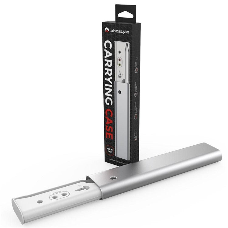 AHASTYLE PT145 Carrying Case for Apple Pencil 1st / 2nd Generation Portable Storage Box Aluminum Alloy - Silver