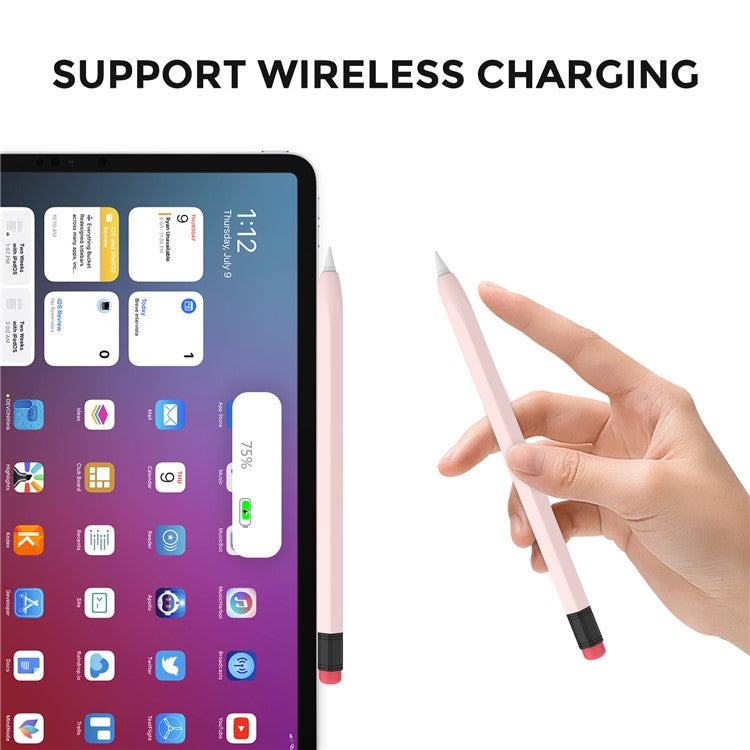 AHASTYLE PT180-2 For Apple Pencil Pro / Pencil (2nd Generation) Retro Silicone Protective Sleeve Capacitive Stylus Pen Anti-Drop Cover - Pink