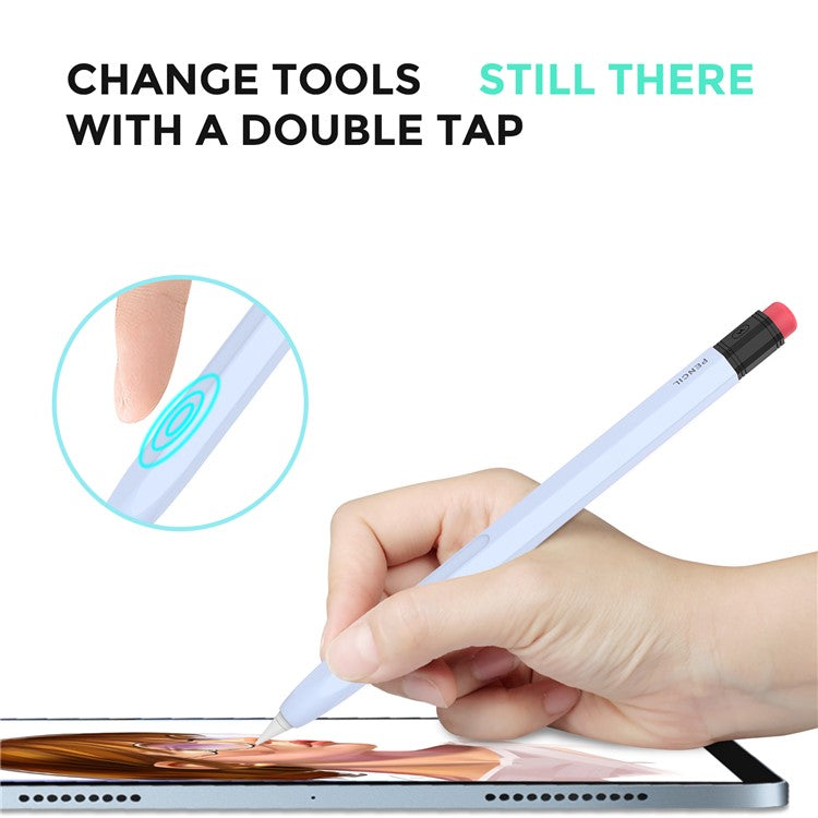 AHASTYLE PT180-2 For Apple Pencil Pro / Pencil (2nd Generation) Retro Silicone Protective Sleeve Capacitive Stylus Pen Anti-Drop Cover - Baby Blue