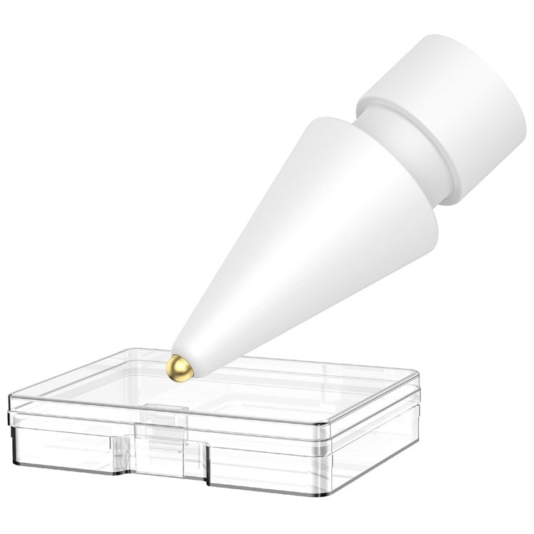 AHASTYLE WG58 For Apple Pencil 2nd / 1st Generation Capacitive Stylus Pen Nib Replacement Touch Screen Pen Tip - White / 3mm Gold Nib