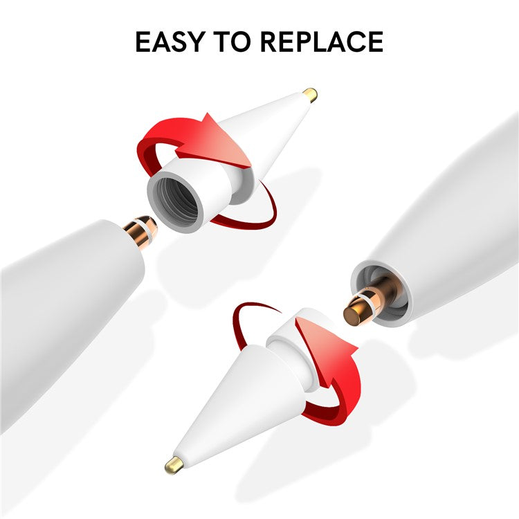 AHASTYLE WG58 For Apple Pencil 2nd / 1st Generation Capacitive Stylus Pen Nib Replacement Touch Screen Pen Tip - White / 3.5mm Gold Nib