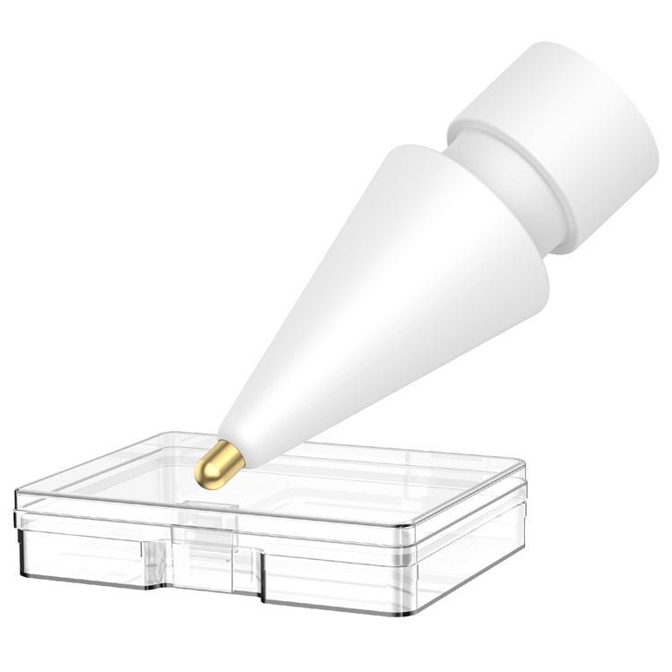 AHASTYLE WG58 For Apple Pencil 2nd / 1st Generation Capacitive Stylus Pen Nib Replacement Touch Screen Pen Tip - White / 4mm Gold Nib