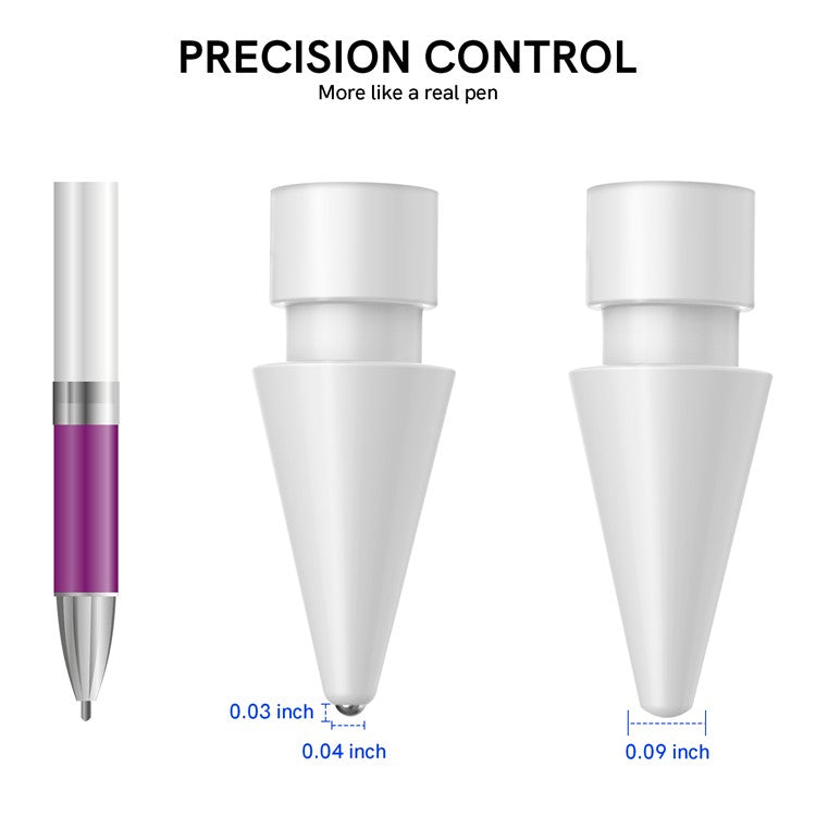 AHASTYLE WG58 For Apple Pencil 2nd / 1st Generation Capacitive Stylus Pen Nib Replacement Touch Screen Pen Tip - White / 3mm Silver Nib