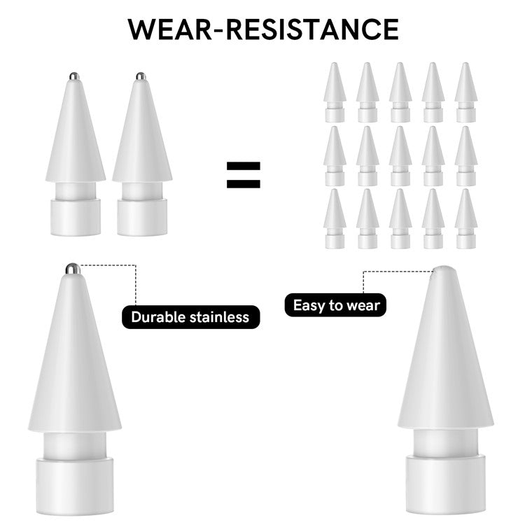 AHASTYLE WG58 For Apple Pencil 2nd / 1st Generation Capacitive Stylus Pen Nib Replacement Touch Screen Pen Tip - White / 3.5mm Silver Nib