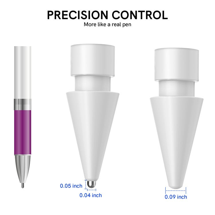 AHASTYLE WG58 For Apple Pencil 2nd / 1st Generation Capacitive Stylus Pen Nib Replacement Touch Screen Pen Tip - White / 3.5mm Silver Nib