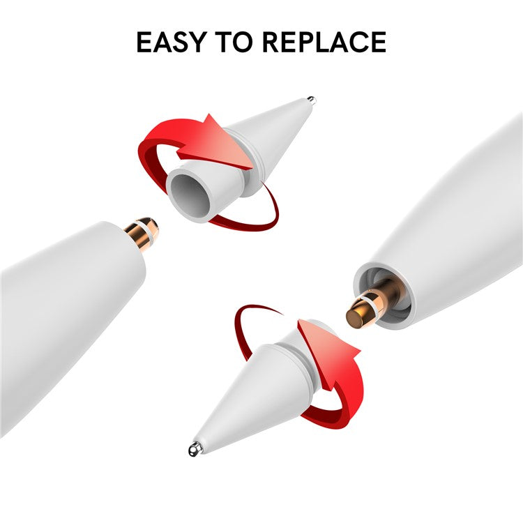 AHASTYLE WG58 For Apple Pencil 2nd / 1st Generation Capacitive Stylus Pen Nib Replacement Touch Screen Pen Tip - White / 3.5mm Silver Nib