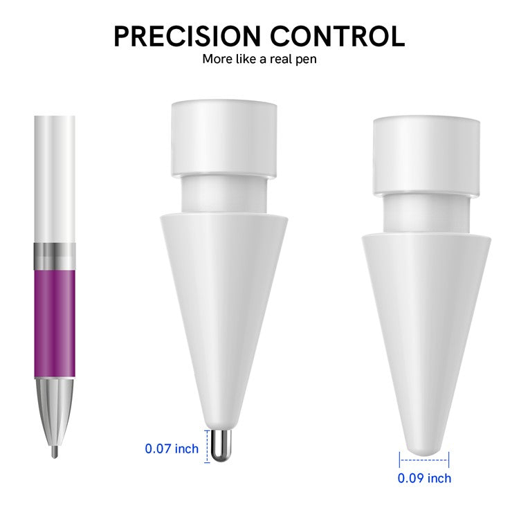 AHASTYLE WG58 For Apple Pencil 2nd / 1st Generation Capacitive Stylus Pen Nib Replacement Touch Screen Pen Tip - White / 4mm Silver Nib