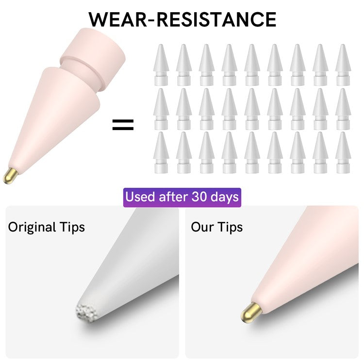 AHASTYLE WG58 For Apple Pencil 2nd / 1st Generation Capacitive Stylus Pen Nib Replacement Touch Screen Pen Tip - Pink / 4mm Gold Nib