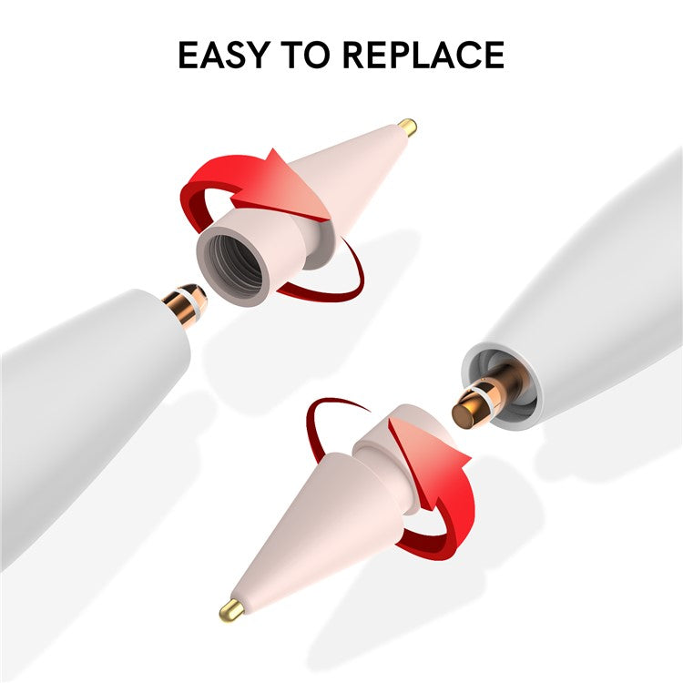 AHASTYLE WG58 For Apple Pencil 2nd / 1st Generation Capacitive Stylus Pen Nib Replacement Touch Screen Pen Tip - Pink / 4mm Gold Nib