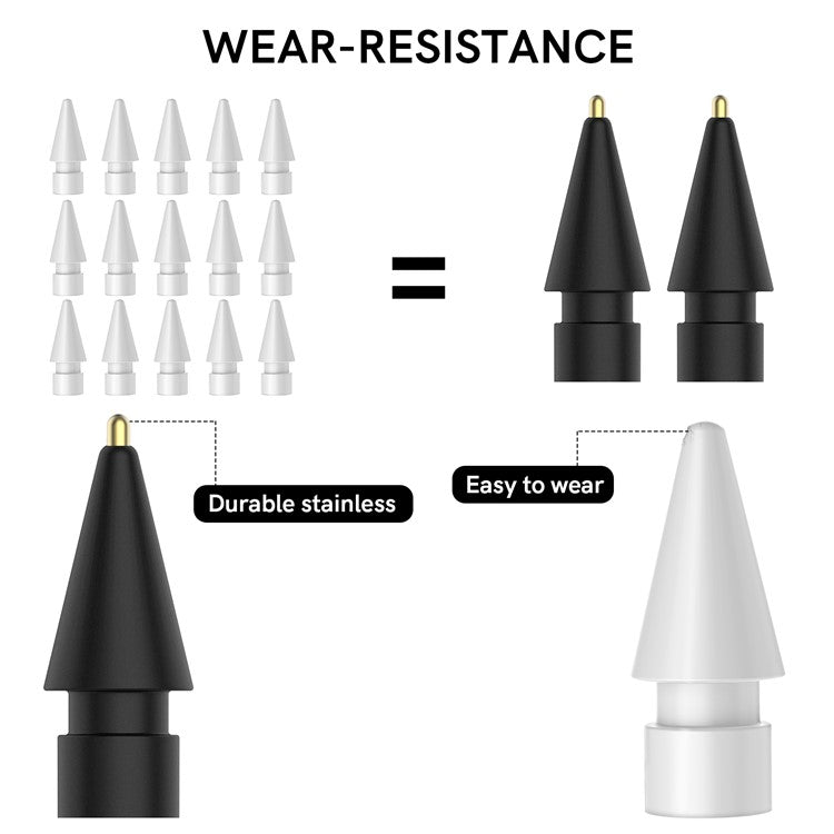 AHASTYLE WG58 For Apple Pencil 2nd / 1st Generation Capacitive Stylus Pen Nib Replacement Touch Screen Pen Tip - Black / 4mm Gold Nib