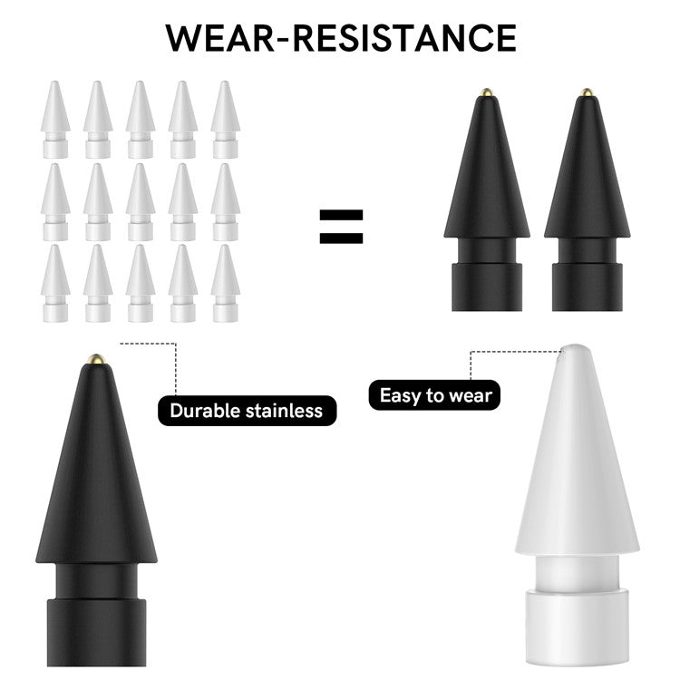 AHASTYLE WG58 For Apple Pencil 2nd / 1st Generation Capacitive Stylus Pen Nib Replacement Touch Screen Pen Tip - Black / 3mm Gold Nib