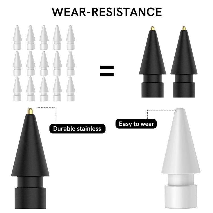 AHASTYLE WG58 For Apple Pencil 2nd / 1st Generation Capacitive Stylus Pen Nib Replacement Touch Screen Pen Tip - Black / 3.5mm Gold Nib