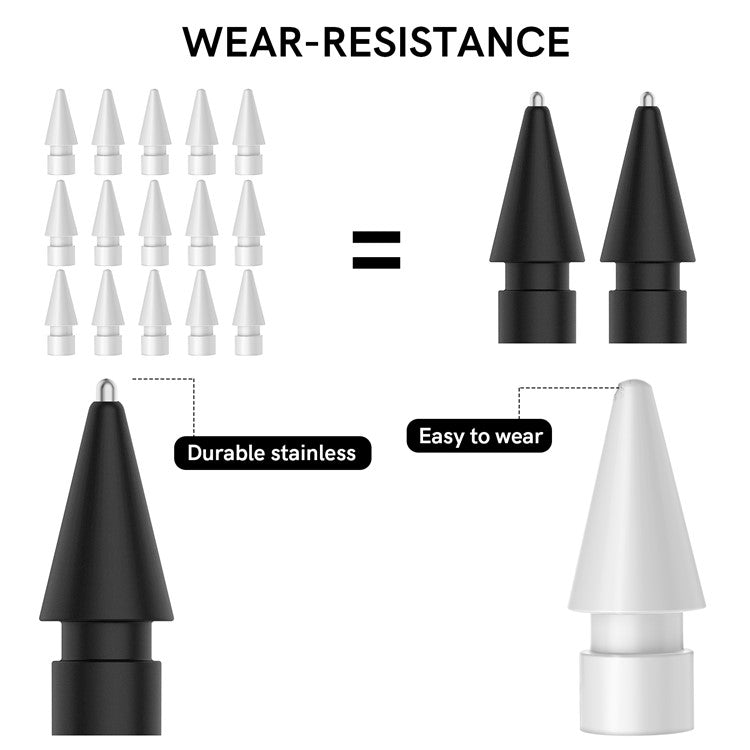 AHASTYLE WG58 For Apple Pencil 2nd / 1st Generation Capacitive Stylus Pen Nib Replacement Touch Screen Pen Tip - Black / 3.5mm Silver Nib