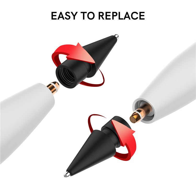 AHASTYLE WG58 For Apple Pencil 2nd / 1st Generation Capacitive Stylus Pen Nib Replacement Touch Screen Pen Tip - Black / 3.5mm Silver Nib