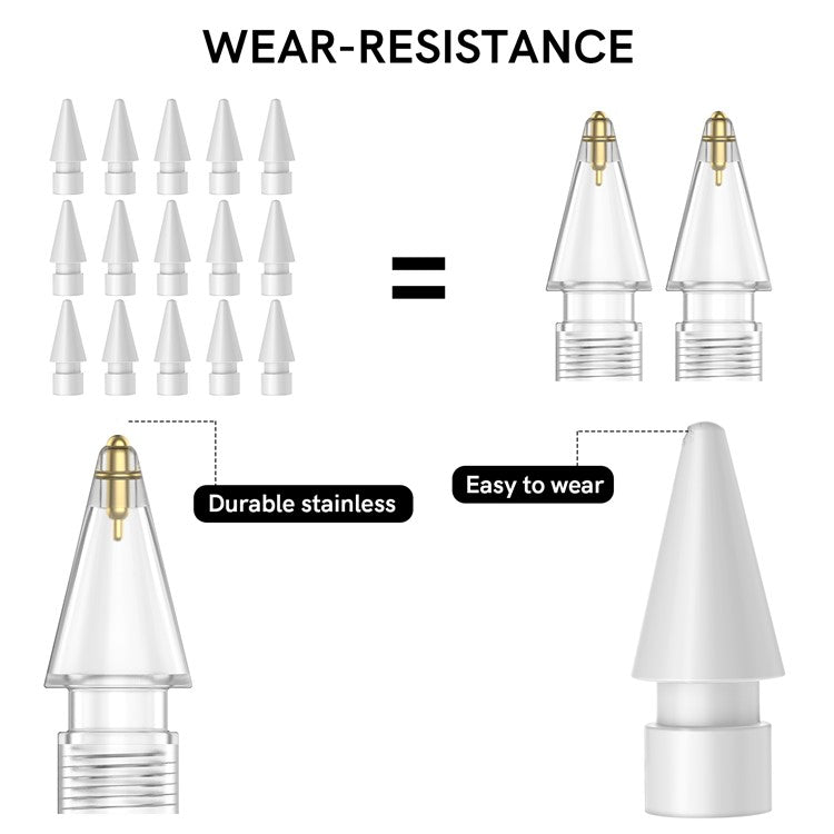 AHASTYLE WG58 For Apple Pencil 2nd / 1st Generation Capacitive Stylus Pen Nib Replacement Touch Screen Pen Tip - Transparent / 3mm Gold Nib