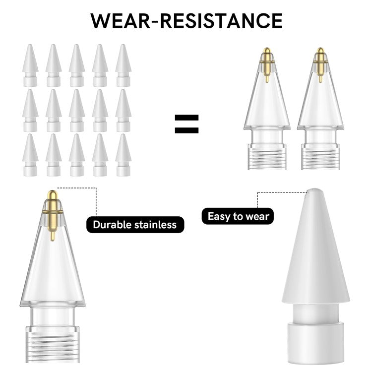 AHASTYLE WG58 For Apple Pencil 2nd / 1st Generation Capacitive Stylus Pen Nib Replacement Touch Screen Pen Tip - Transparent / 3.5mm Gold Nib