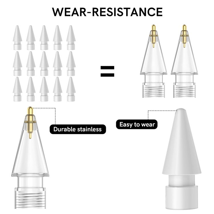 AHASTYLE WG58 For Apple Pencil 2nd / 1st Generation Capacitive Stylus Pen Nib Replacement Touch Screen Pen Tip - Transparent / 4mm Gold Nib