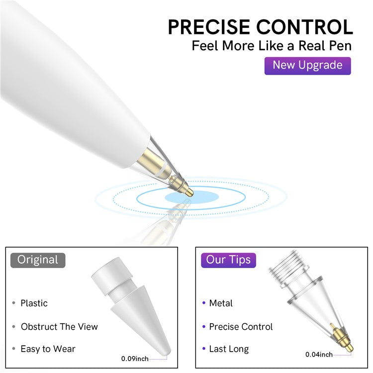 AHASTYLE WG58 For Apple Pencil 2nd / 1st Generation Capacitive Stylus Pen Nib Replacement Touch Screen Pen Tip - Transparent / 4mm Gold Nib